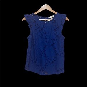 Bright blue sleeveless blouse